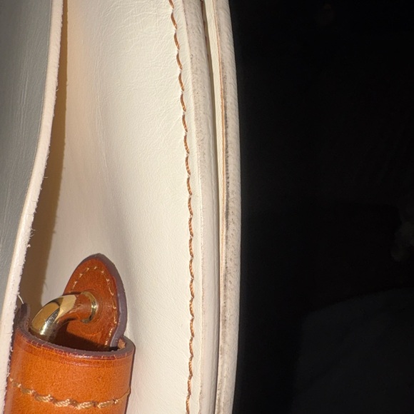 Dooney And Bourke Alto Cream Leather Saddle Crossbody Bag